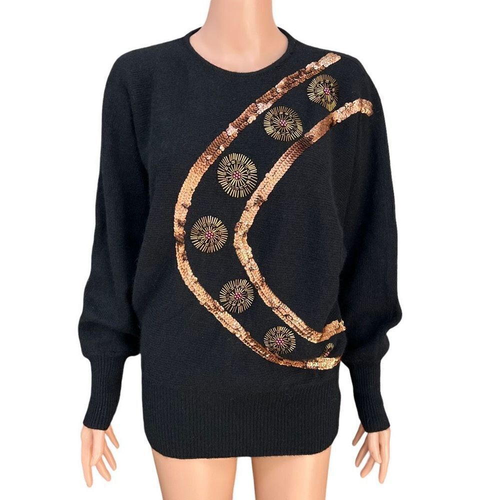 Cedars vintage embellished lambswool/angora blend sweater size M